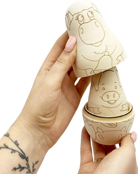 Изображение товара Набор заготовок для творчества Брестская Фабрика Сувениров Матрешки с контурами для раскрашивания / blank7_farm