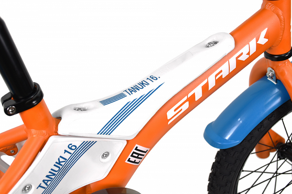 Изображение товара Велосипед STARK Tanuki 16 Boy 2023 / HQ-0010153 (оранжевый/синий/белый, разобранный, в коробке)