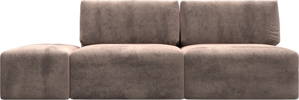 Изображение товара Комплект мягкой мебели Лига Диванов Лига-060 НПБ с пуфом / 129656 (велюр Tower 05 бежевый)