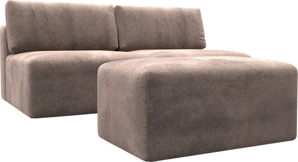 Изображение товара Комплект мягкой мебели Лига Диванов Лига-060 НПБ с пуфом / 129656 (велюр Tower 05 бежевый)