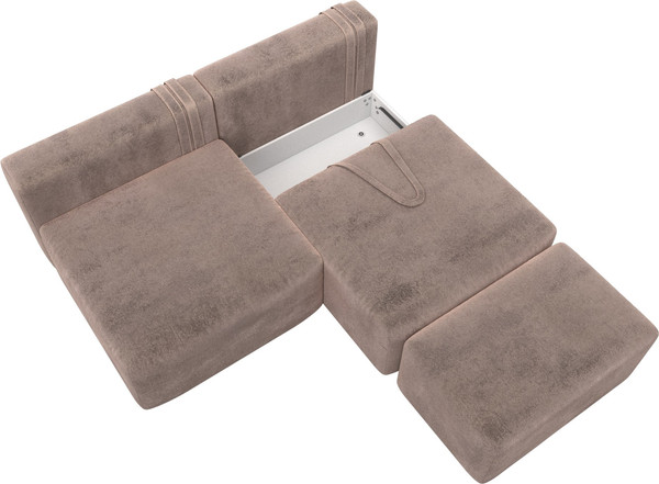 Изображение товара Комплект мягкой мебели Лига Диванов Лига-060 НПБ с пуфом / 129656 (велюр Tower 05 бежевый)