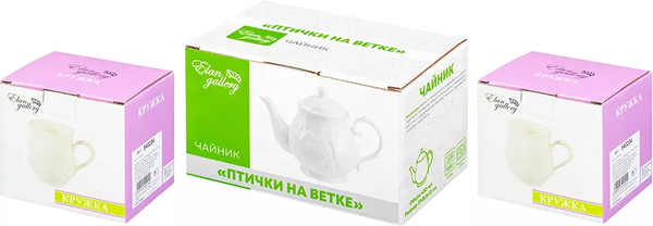 Изображение товара Чайный набор Elan Gallery Птички на ветке / 540201+3