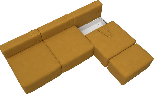 Изображение товара Комплект мягкой мебели Лига Диванов Лига-060 НПБ Лонг с пуфом / 129488 (велюр Brut 10 желтый)