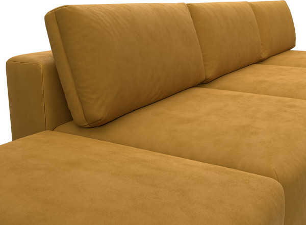 Изображение товара Комплект мягкой мебели Лига Диванов Лига-060 НПБ Лонг с пуфом / 129488 (велюр Brut 10 желтый)