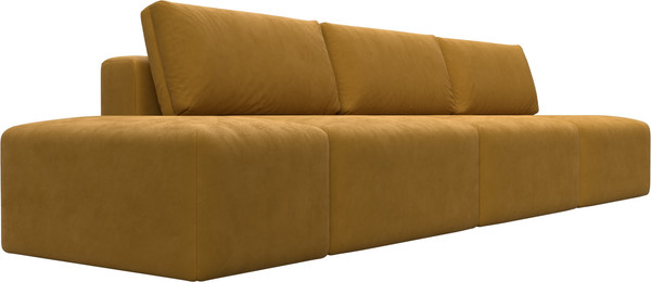 Изображение товара Комплект мягкой мебели Лига Диванов Лига-060 НПБ Лонг с пуфом / 129488 (велюр Brut 10 желтый)