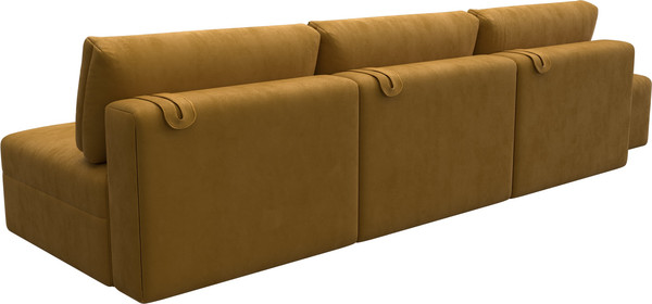 Изображение товара Комплект мягкой мебели Лига Диванов Лига-060 НПБ Лонг с пуфом / 129488 (велюр Brut 10 желтый)