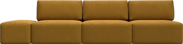 Изображение товара Комплект мягкой мебели Лига Диванов Лига-060 НПБ Лонг с пуфом / 129488 (велюр Brut 10 желтый)