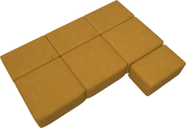 Изображение товара Комплект мягкой мебели Лига Диванов Лига-060 НПБ Лонг с пуфом / 129488 (велюр Brut 10 желтый)