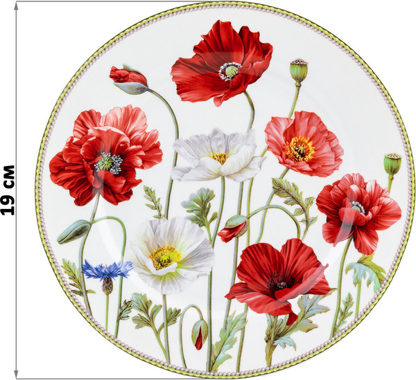 Изображение товара Набор тарелок Elan Gallery Маки / 420316_3 (New Bone China)