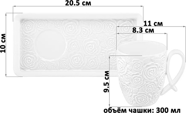 Изображение товара Кружка с блюдцем Elan Gallery Розы / 540937