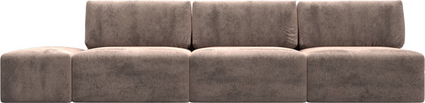 Изображение товара Комплект мягкой мебели Лига Диванов Лига-060 НПБ Лонг с пуфом / 129475 (велюр Tower 05 бежевый)