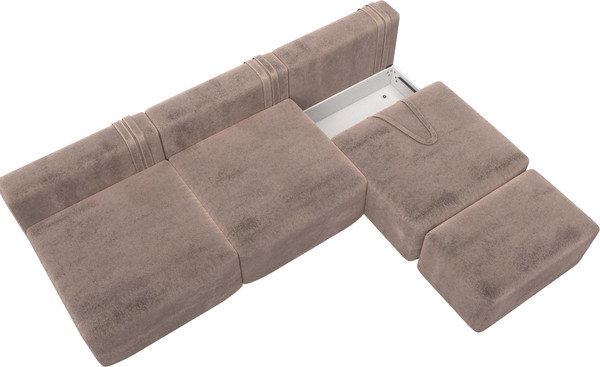 Изображение товара Комплект мягкой мебели Лига Диванов Лига-060 НПБ Лонг с пуфом / 129475 (велюр Tower 05 бежевый)