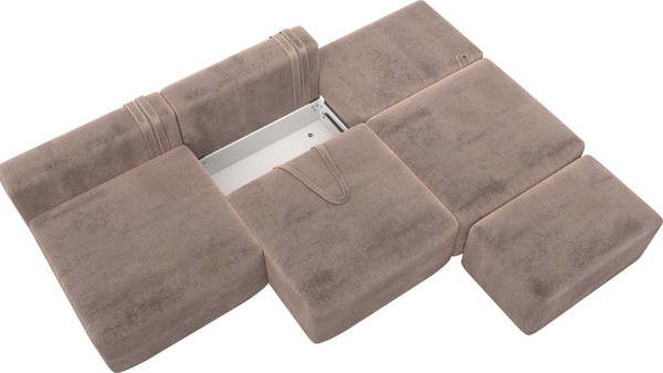 Изображение товара Комплект мягкой мебели Лига Диванов Лига-060 НПБ Лонг с пуфом / 129475 (велюр Tower 05 бежевый)