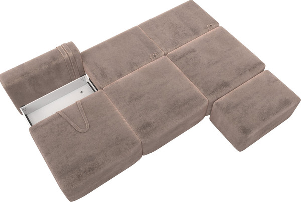 Изображение товара Комплект мягкой мебели Лига Диванов Лига-060 НПБ Лонг с пуфом / 129475 (велюр Tower 05 бежевый)