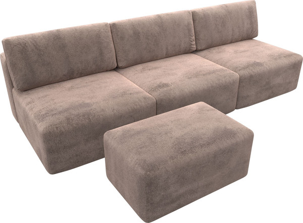 Изображение товара Комплект мягкой мебели Лига Диванов Лига-060 НПБ Лонг с пуфом / 129475 (велюр Tower 05 бежевый)