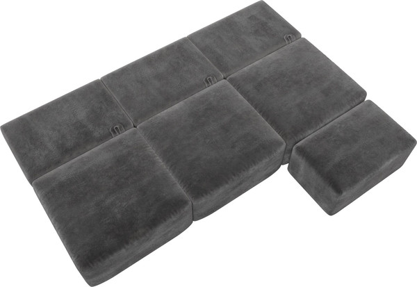 Изображение товара Комплект мягкой мебели Лига Диванов Лига-060 НПБ Лонг с пуфом / 129477 (велюр Tower 10 серый)