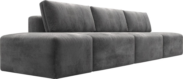 Изображение товара Комплект мягкой мебели Лига Диванов Лига-060 НПБ Лонг с пуфом / 129477 (велюр Tower 10 серый)