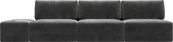 Изображение товара Комплект мягкой мебели Лига Диванов Лига-060 НПБ Лонг с пуфом / 129477 (велюр Tower 10 серый)