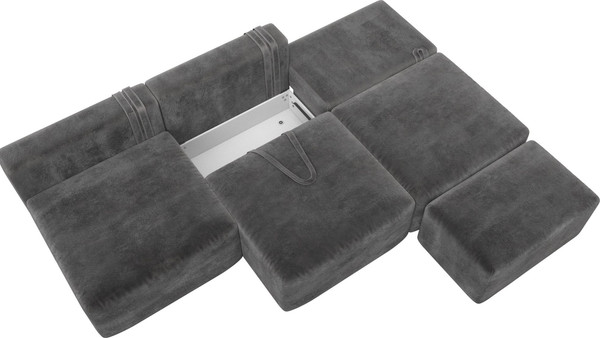 Изображение товара Комплект мягкой мебели Лига Диванов Лига-060 НПБ Лонг с пуфом / 129477 (велюр Tower 10 серый)