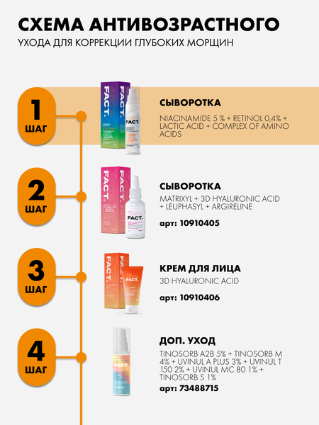 Изображение товара Сыворотка для лица Art&Fact Омолаживающая с ниацинамидом 5%, липосомальным ретинолом 1% (30мл)