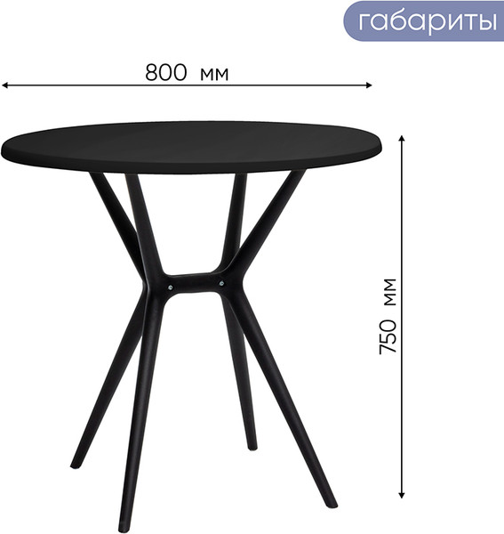 Изображение товара Стол пластиковый GreenTerra Teori T3 (черный)
