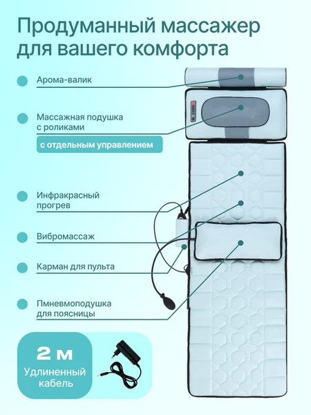 Изображение товара Массажная накидка CleverCare Silver Cloud / CC-100SC (голубой)