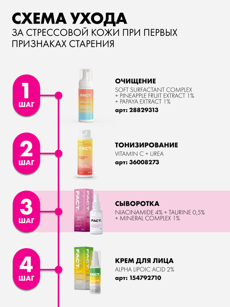 Изображение товара Сыворотка для лица Art&Fact Энергет. утренняя Niacinamide 4%+Taurine 0.5%+Mineral Complex 1%