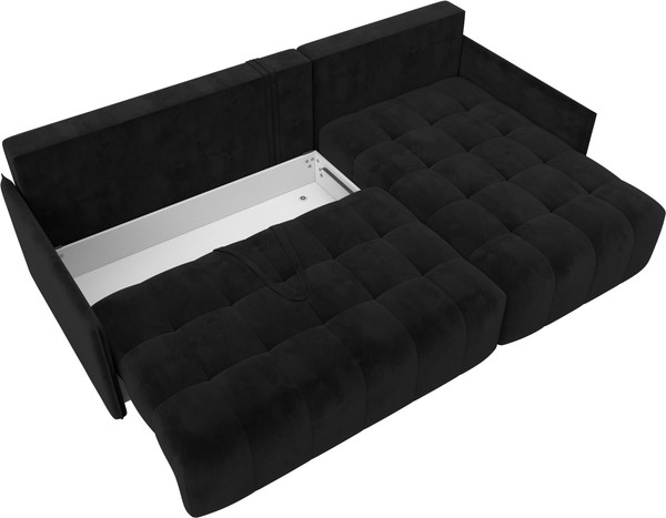 Изображение товара Диван угловой Лига Диванов Лига-054 НПБ угол универсальный / 129032 (велюр Seven 35 черный)