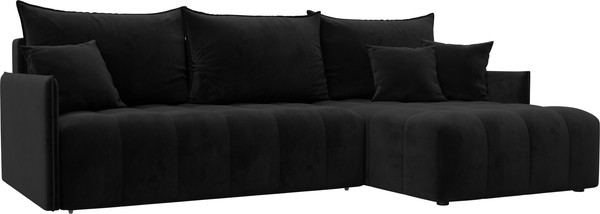 Изображение товара Диван угловой Лига Диванов Лига-054 НПБ угол универсальный / 129032 (велюр Seven 35 черный)