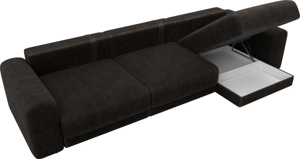 Изображение товара Диван угловой Лига Диванов Лига-056 НПБ Лонг угол универсальный / 129176 (велюр Brut 17 коричневый)