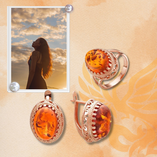 Изображение товара Кольцо Wolves Янтарь 1732 (р.20.5)