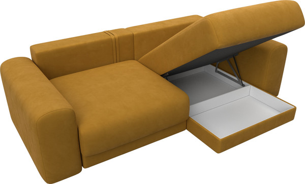 Изображение товара Диван угловой Лига Диванов Лига-056 НПБ угол универсальный / 129158 (велюр Brut 10 желтый)