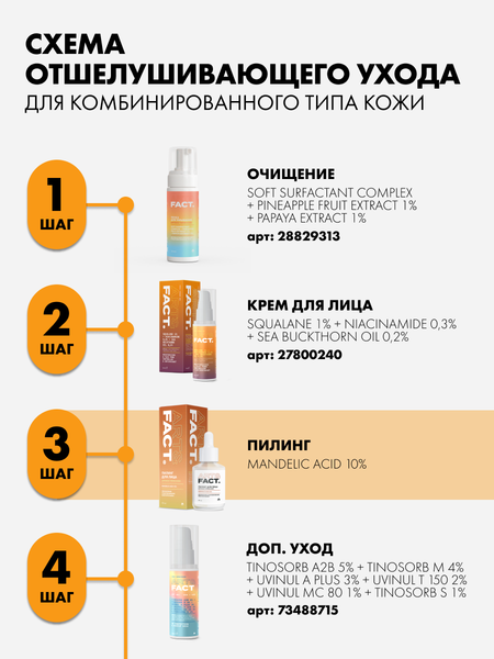 Изображение товара Сыворотка для лица Art&Fact Пилинг всесезонная корректирующая с миндальной кислотой 10% (30мл)