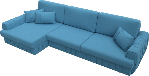 Изображение товара Диван угловой Лига Диванов Лига-057 НПБ Лонг угол левый / 129295L (рогожка Амур 10 голубой)