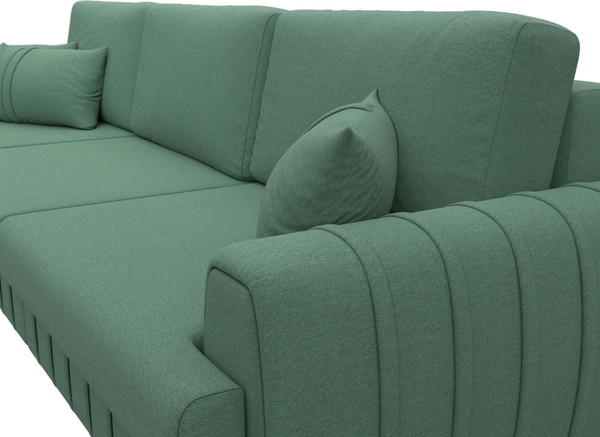 Изображение товара Диван угловой Лига Диванов Лига-057 НПБ Лонг угол левый / 129296L (рогожка Амур 11 зеленый)