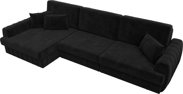 Изображение товара Диван угловой Лига Диванов Лига-057 НПБ Лонг угол левый / 129302L (велюр Seven 35 черный)