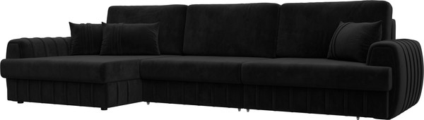 Изображение товара Диван угловой Лига Диванов Лига-057 НПБ Лонг угол левый / 129302L (велюр Seven 35 черный)