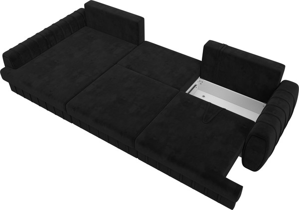 Изображение товара Диван угловой Лига Диванов Лига-057 НПБ Лонг угол левый / 129302L (велюр Seven 35 черный)