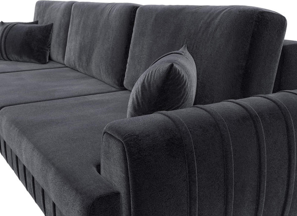 Изображение товара Диван угловой Лига Диванов Лига-057 НПБ Лонг угол левый / 129307L (велюр Tower 11 темно-серый)