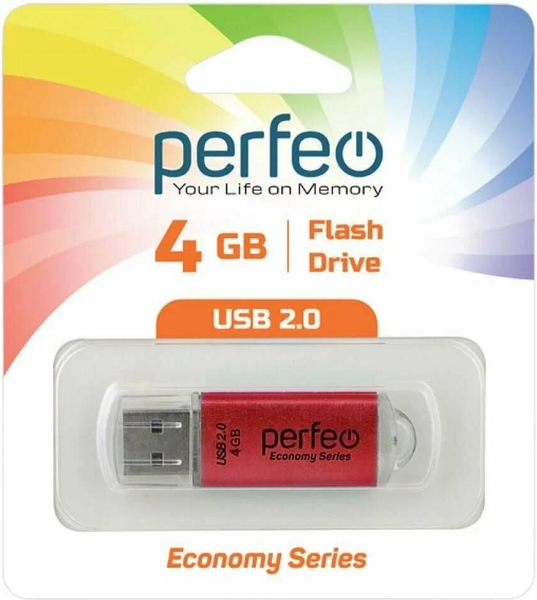 Изображение товара USB flash накопитель Perfeo E01 4GB / PF-E01R004ES (красный)