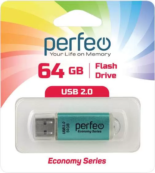Изображение товара USB flash накопитель Perfeo E01 64GB / PF-E01G064ES (зеленый)