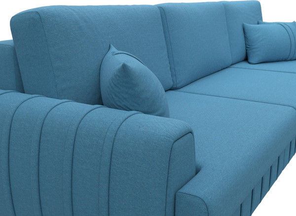 Изображение товара Диван угловой Лига Диванов Лига-057 НПБ Лонг угол правый / 129295 (рогожка Амур 10 голубой)