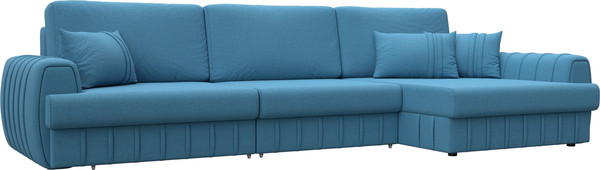 Изображение товара Диван угловой Лига Диванов Лига-057 НПБ Лонг угол правый / 129295 (рогожка Амур 10 голубой)
