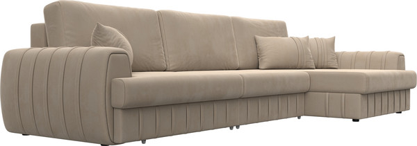 Изображение товара Диван угловой Лига Диванов Лига-057 НПБ Лонг угол правый / 129297 (велюр Seven 729 бежевый)
