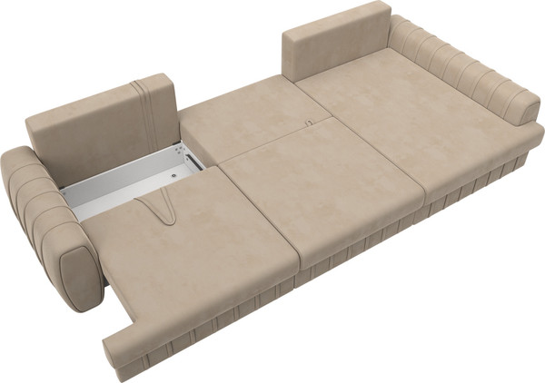 Изображение товара Диван угловой Лига Диванов Лига-057 НПБ Лонг угол правый / 129297 (велюр Seven 729 бежевый)