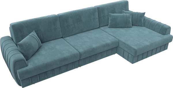 Изображение товара Диван угловой Лига Диванов Лига-057 НПБ Лонг угол правый / 129298 (велюр Seven 113 бирюзовый)