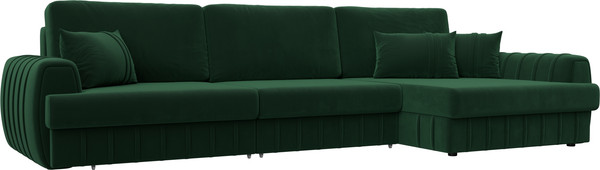 Изображение товара Диван угловой Лига Диванов Лига-057 НПБ Лонг угол правый / 129299 (велюр Seven 626 зеленый)