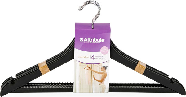 Изображение товара Набор деревянных вешалок-плечиков Attribute Siluet Black AHP244 (4шт)