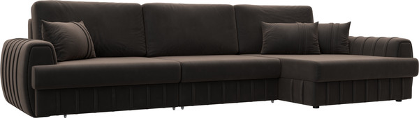 Изображение товара Диван угловой Лига Диванов Лига-057 НПБ Лонг угол правый / 129301 (велюр Seven 727 коричневый)