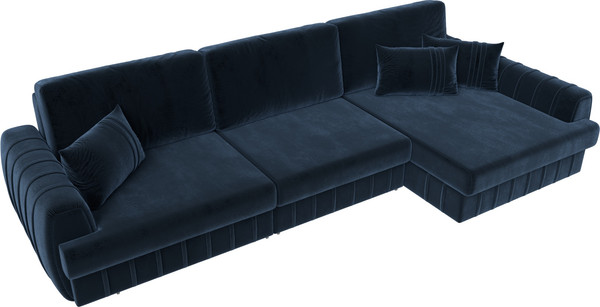 Изображение товара Диван угловой Лига Диванов Лига-057 НПБ Лонг угол правый / 129305 (велюр Tower 13 синий)